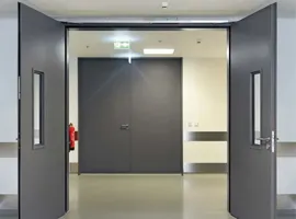 Modern fire door in a commercial office space