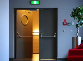 Fire-resistant doors with a panic bar for easy exit during emergencies