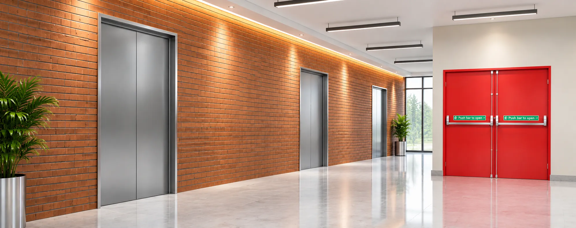 Fire-rated emergency exit steel doors