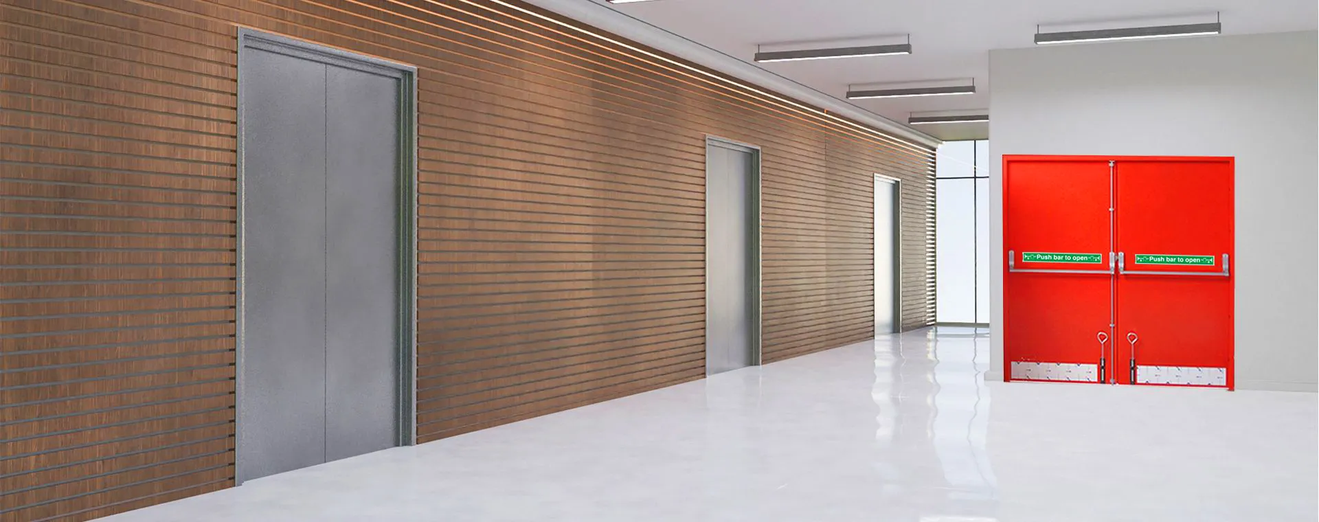 Fire-rated emergency exit steel doors